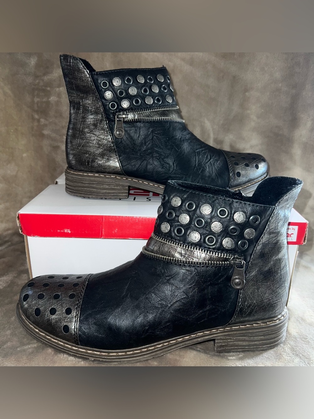 RIEKER DISTRESSED ANKLE BOOTS